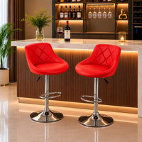 Comfy Back Rest Coral Red Leatherette Bar Stool / Long Chair