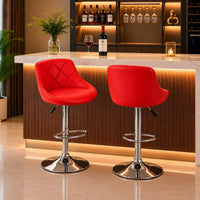 Comfy Back Rest Coral Red Leatherette Bar Stool / Long Chair