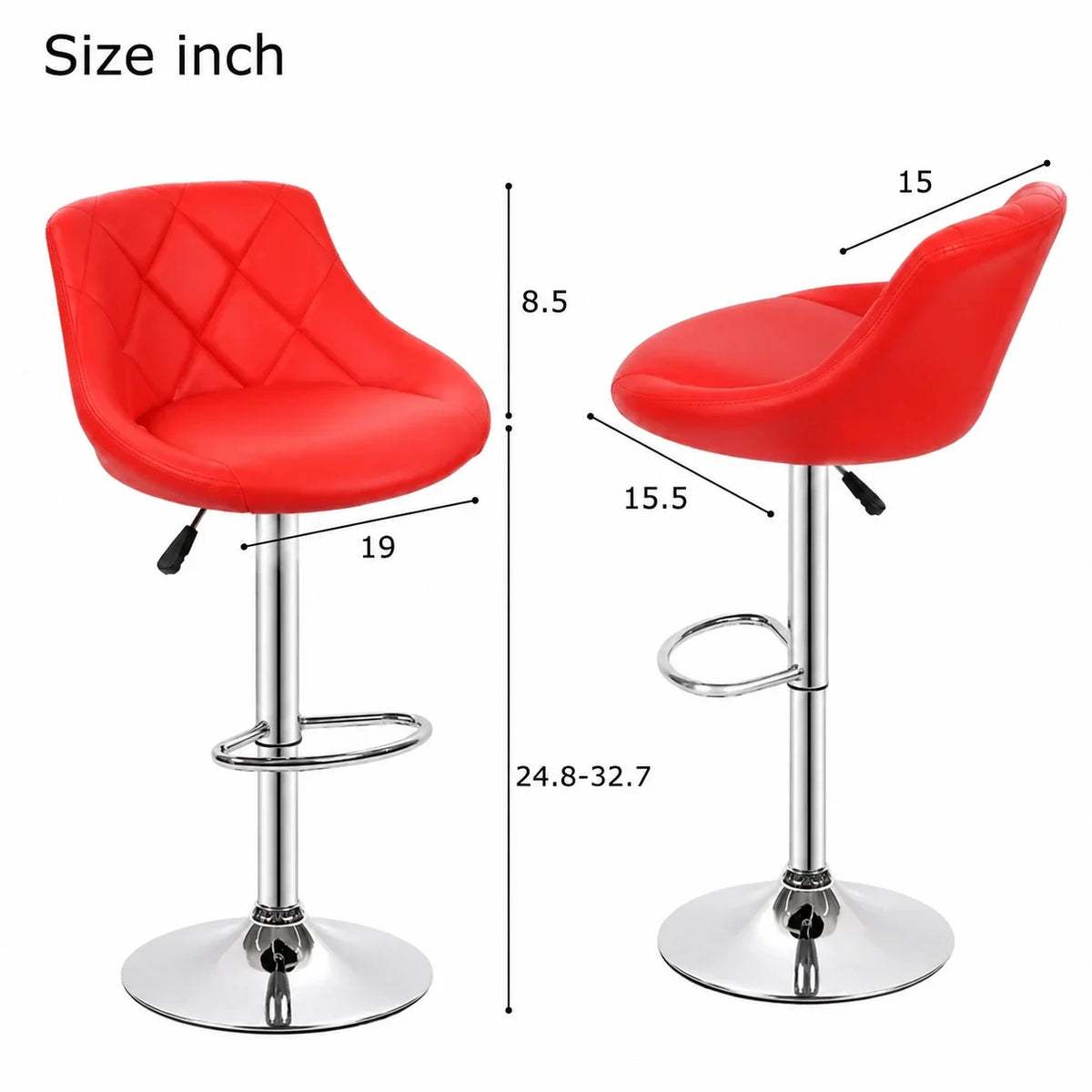 Comfy Back Rest Coral Red Leatherette Bar Stool / Long Chair