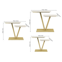 Contemporary 2 Tier White Marble Golden Console Table