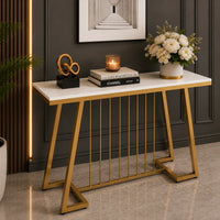 Creative White Marble Golden Top Console Table