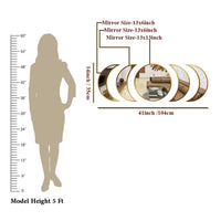 Cycle of Moon Designer Mirrors Set of Five in Golden Finish Frame