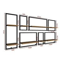 Decorative Metal Framed Wall Shelves In Urban Motif Set Of 7