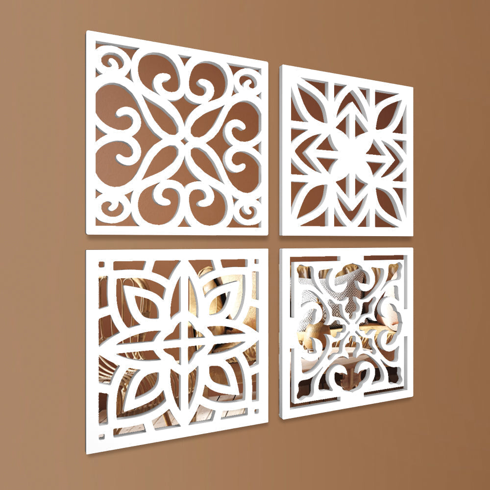 Decorative Panels Timberly Wooden Mirror Wall Art Set of 4