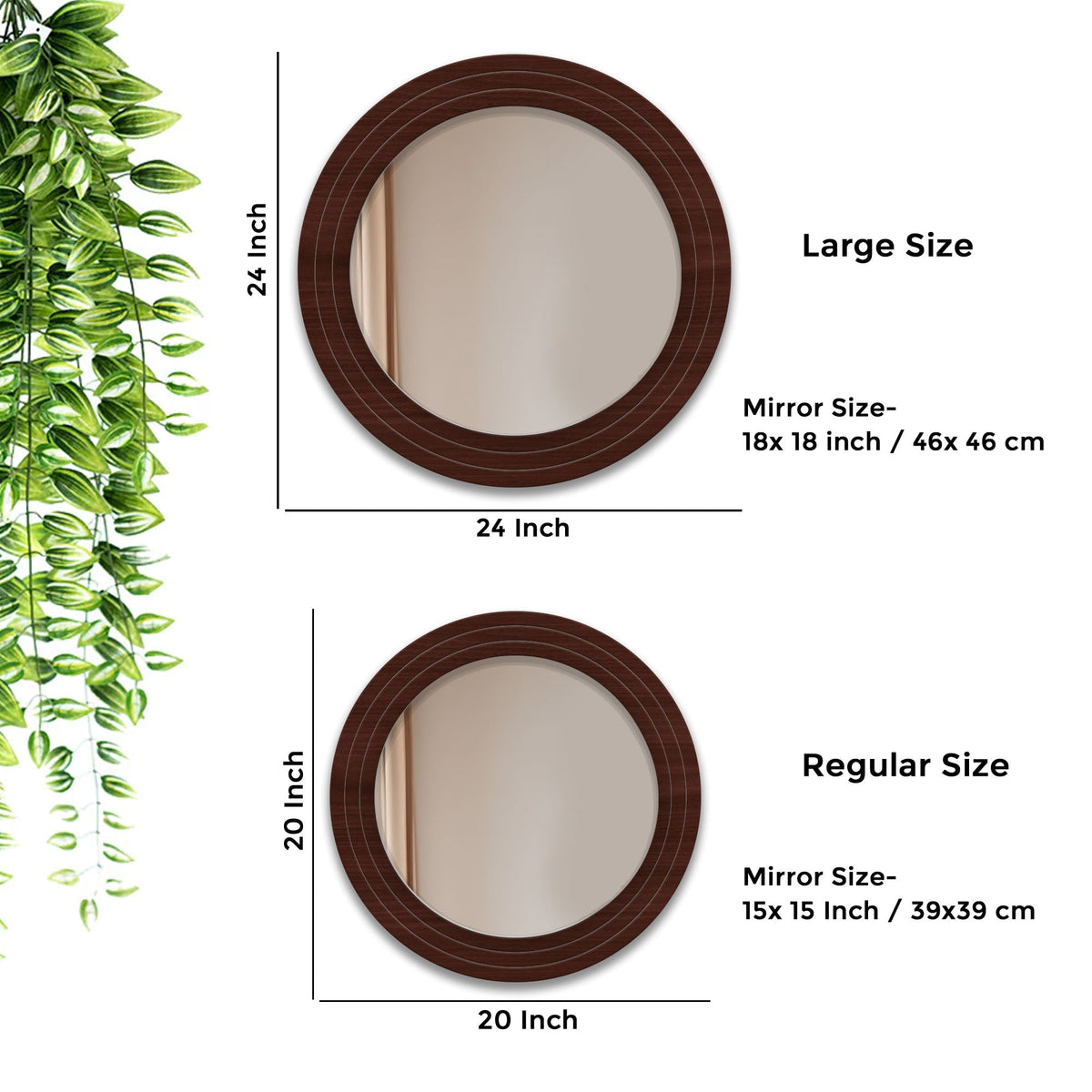 Decorative Round Circular Wooden Wall Mirror