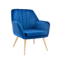 Dense Padded Bright Blue Comfy Velvet Accent Chair