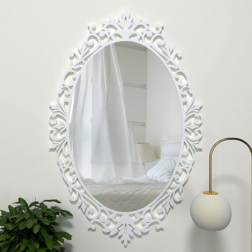 Designer Beautiful Classic Oval Mirror with Bold Motif Frame