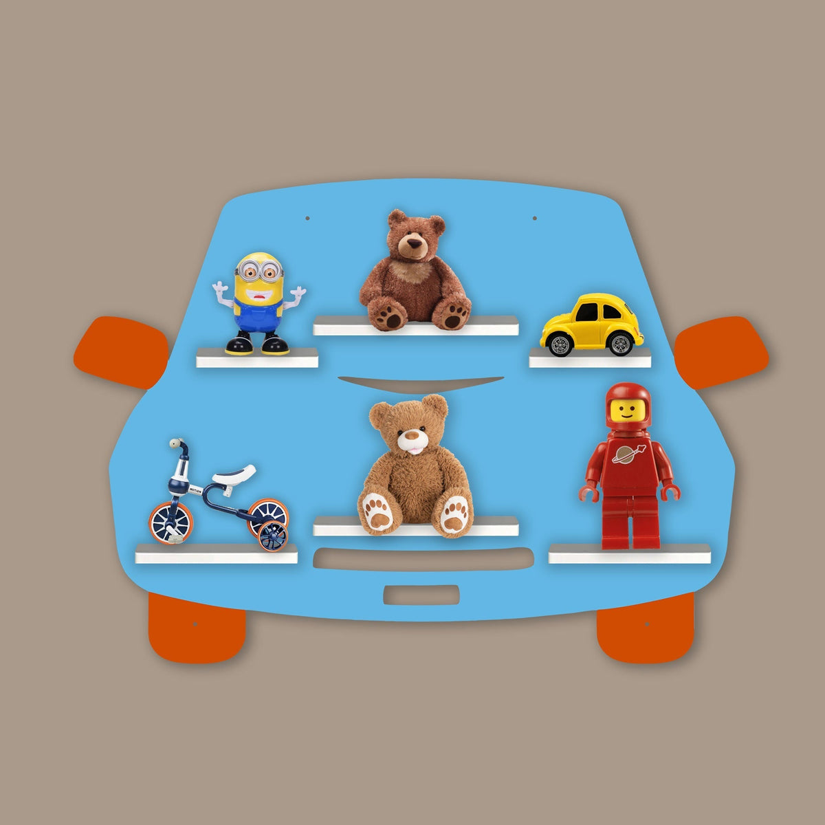 Designer Car Wooden LED Light Wall Shelf for Kids