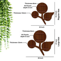 Designer Flower Shape Wooden LED Light Wall Shelf with Walnut Finish