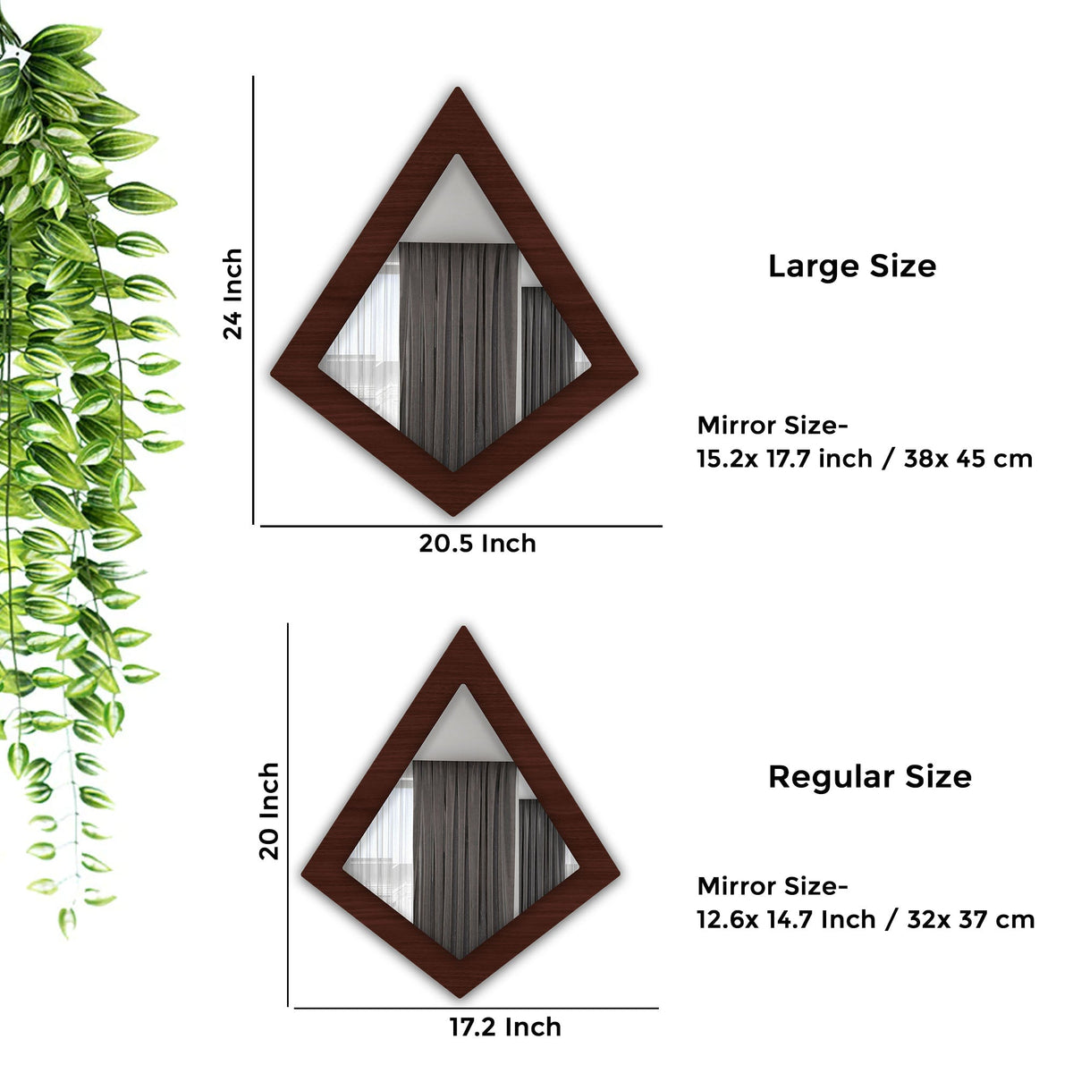 Designer Geometrical Shape Wooden Wall Mirror