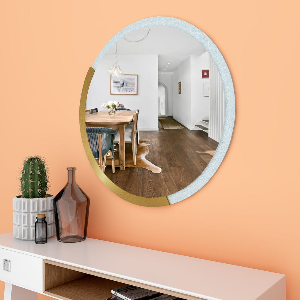 Designer Modern Stylish Round Shape Wooden Wall Mirror