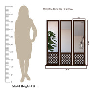 Designer Morrocan Wooden Finish Long Wall Mirror-Set of 3