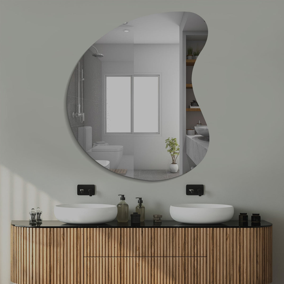 Designer Organic Shaped Wall Mirror with LED Light