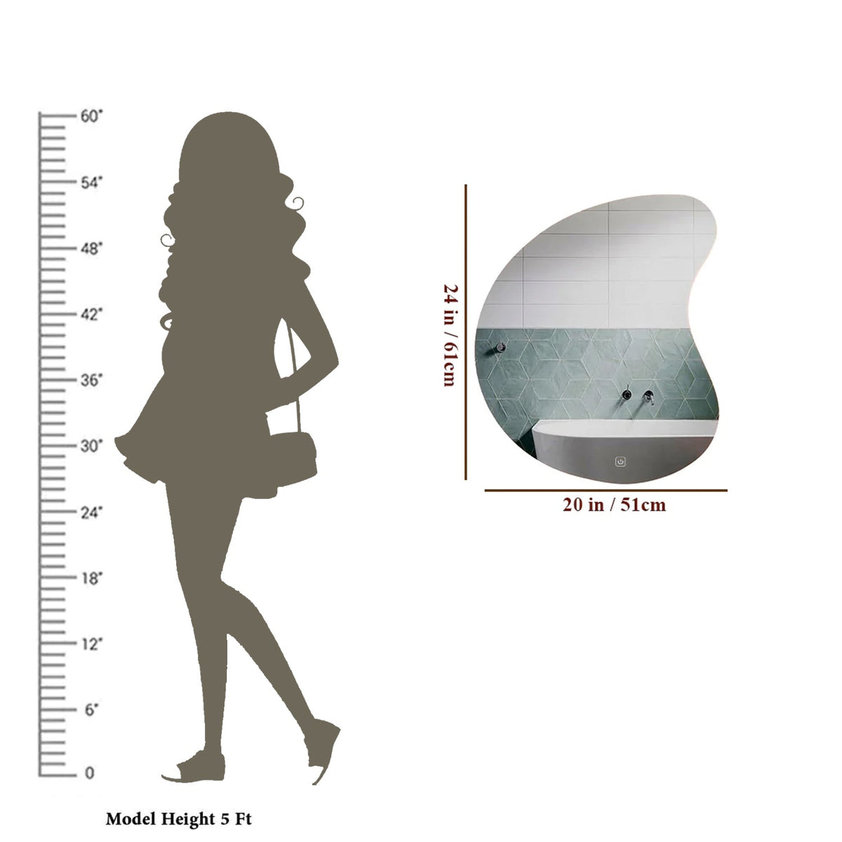Designer Organic Shaped Wall Mirror with LED Light