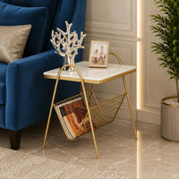 Designer Square Shape White Marble Side Table