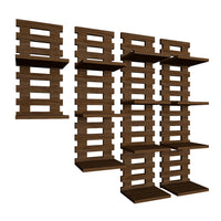 Designer Unique Pattern Dark Walnut Planter Shelves Set Of 4