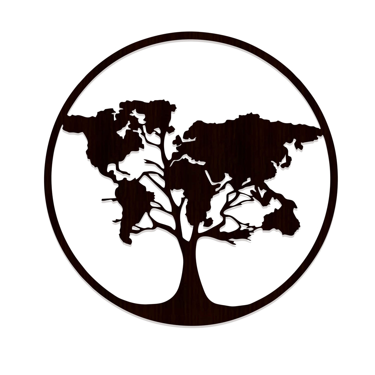 Designer World Map Tree Backlit Wooden Wall Art  with LED Night Light Walnut Finish
