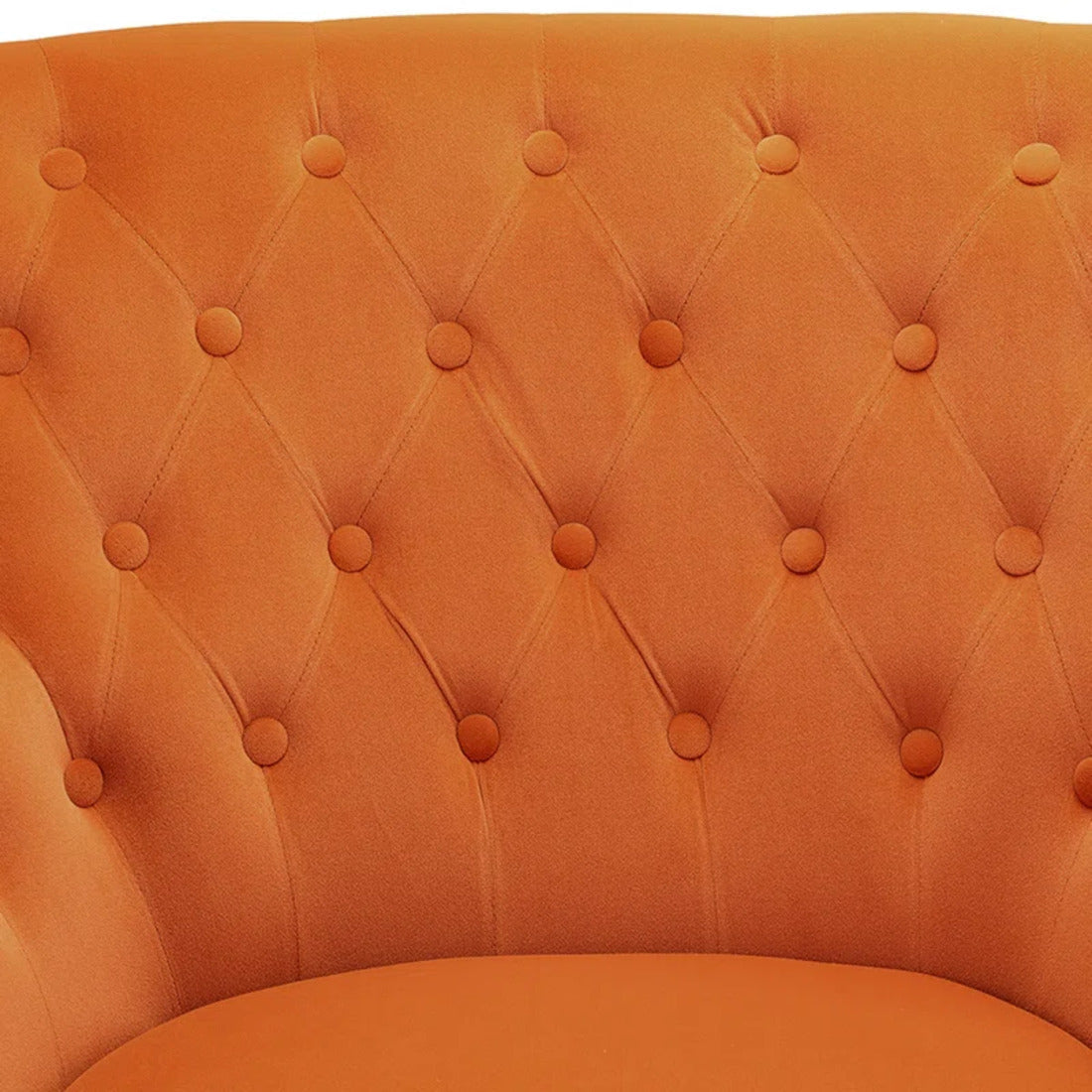 Detailed Tufted Super Comfy Orange Velvet Sofa Lounge Chair