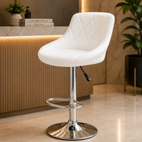 Easy Back Rest White Comfy Leatherette Style Bar Stool / Long Chair