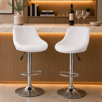 Easy Back Rest White Comfy Leatherette Style Bar Stool / Long Chair