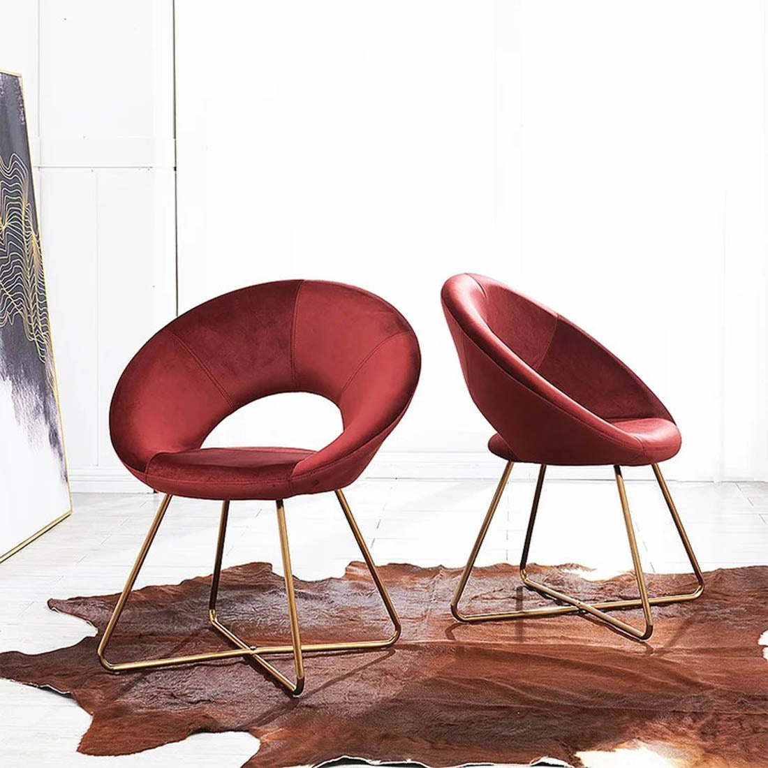 Edgy Shell Designer Shape Red Accent Chair