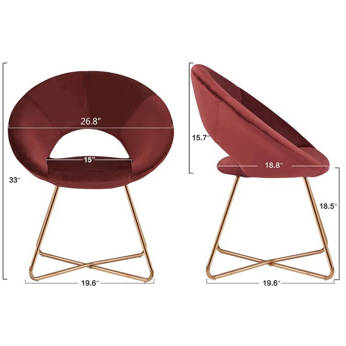 Edgy Shell Designer Shape Red Accent Chair