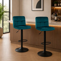 Emerald Color Plush Feel Velvet Counter Bar Chair / Long Chair