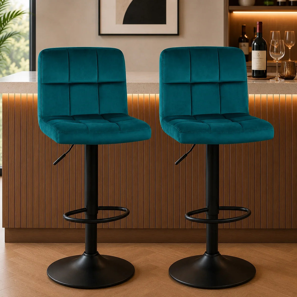 Emerald Color Plush Feel Velvet Counter Bar Chair / Long Chair