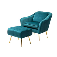 Emerald Fluffy Super Comfy Velvet Luxury Accent Chair with Footrest