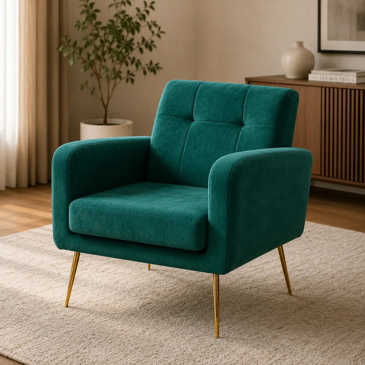 Emerald Luxurious Tufted Velvet Sofa Lounge Chair