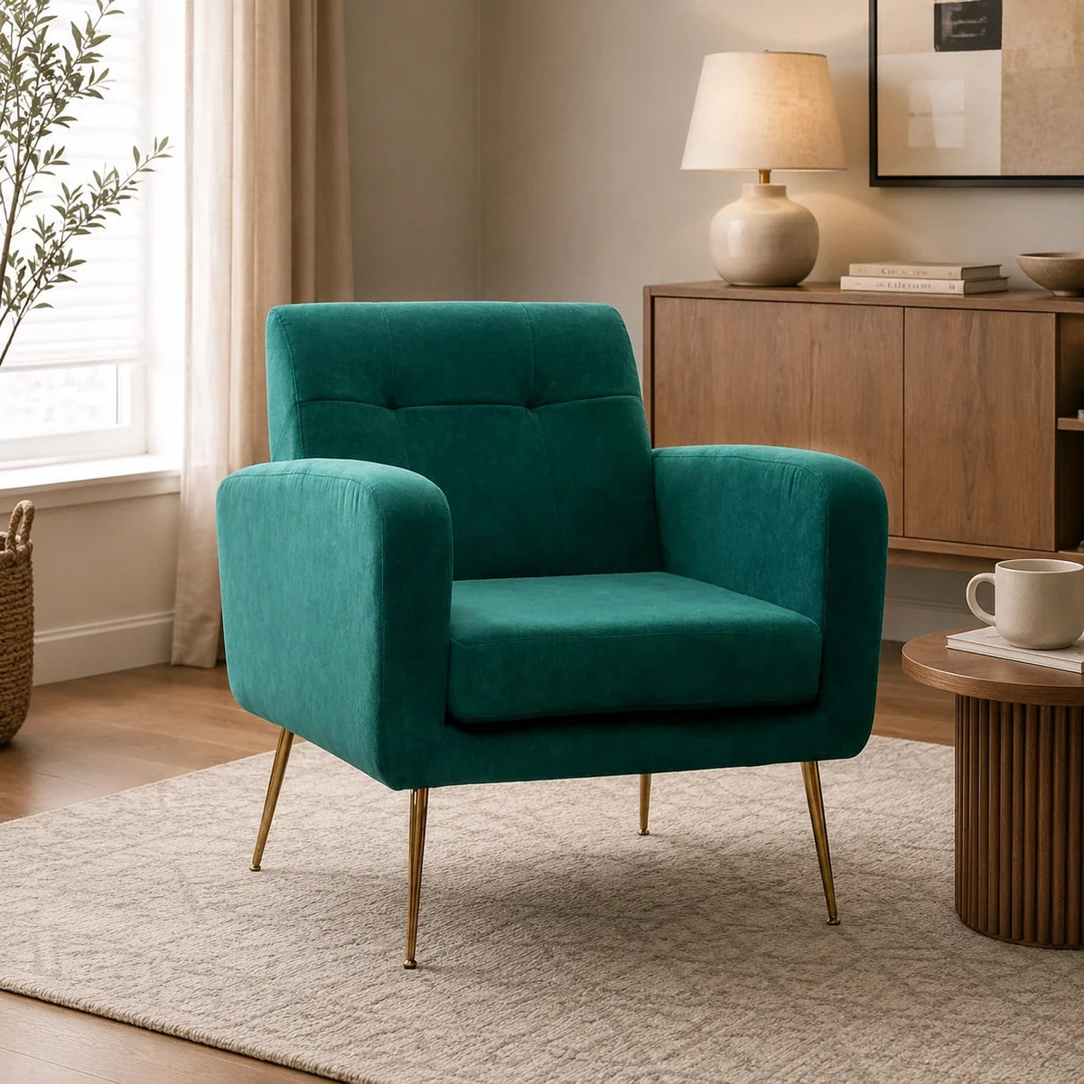 Emerald Luxurious Tufted Velvet Sofa Lounge Chair