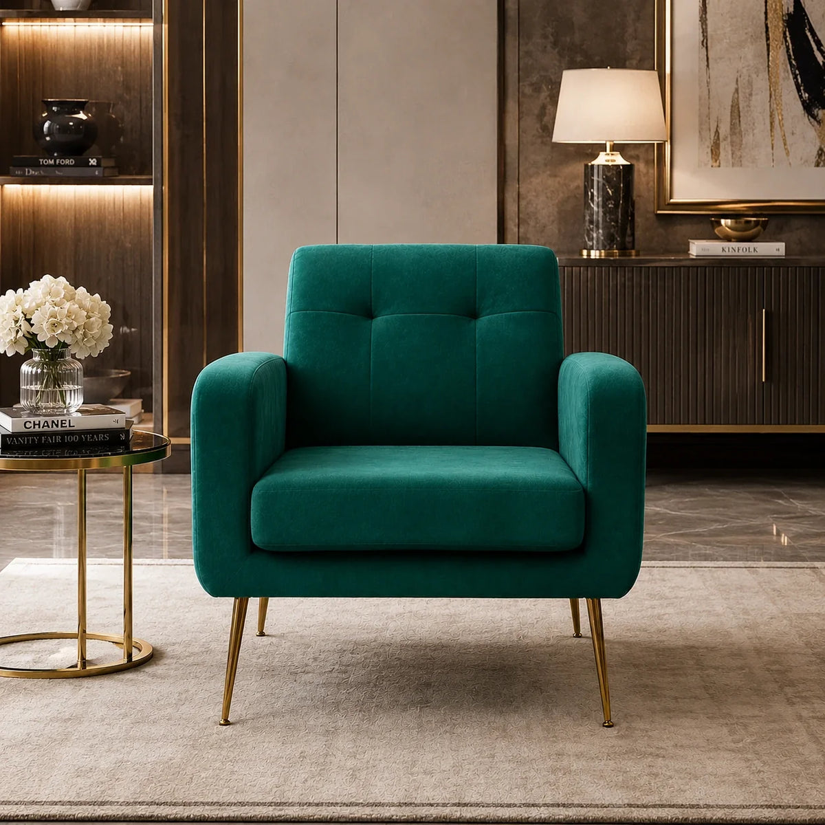 Emerald Luxurious Tufted Velvet Sofa Lounge Chair
