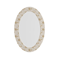 Enchanting White Floral Oval Shaped Acrylic Wall Mirror