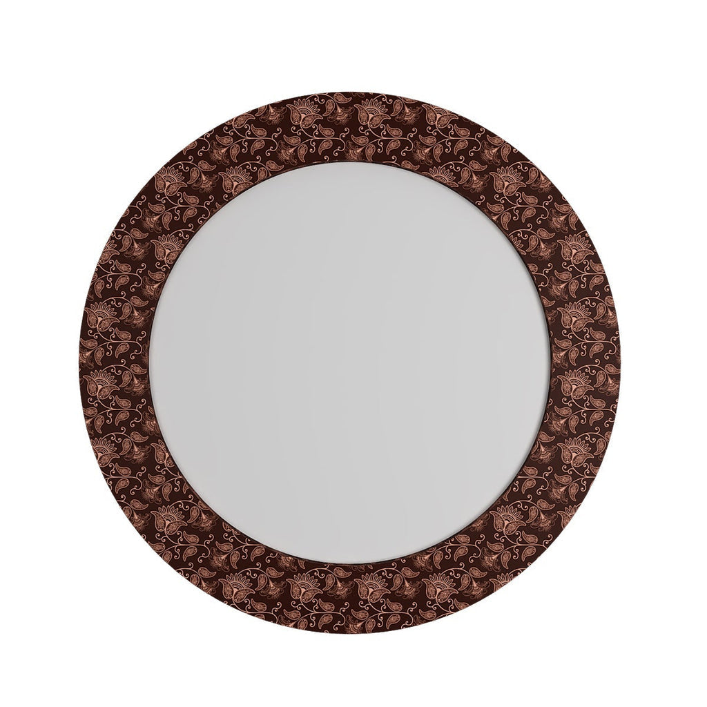 Floral Beauty Maroon Printed Round Acrylic Wall Mirror