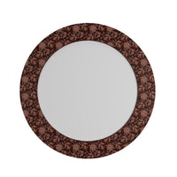 Floral Beauty Maroon Printed Round Acrylic Wall Mirror