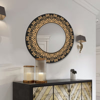 Floral Mandala Design Art Round Printed Acrylic Wall Mirror