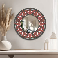 Floral Red Flower Designer Art Printed Acrylic Wall Mirror