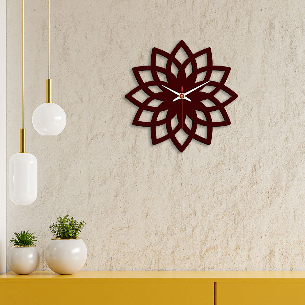 Floral Shape Designer Wooden Wall Clock