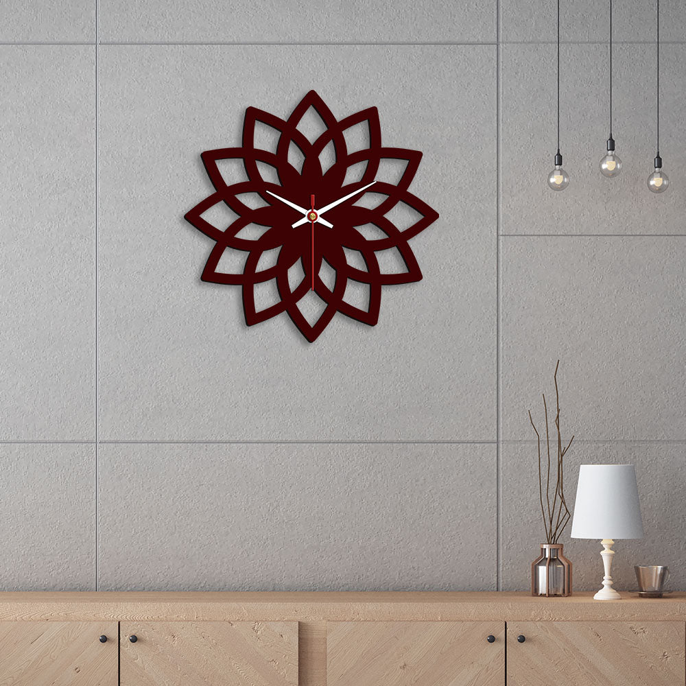 Floral Shape Designer Wooden Wall Clock