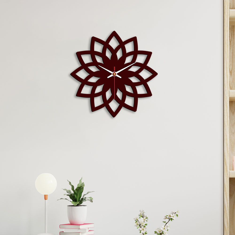 Floral Shape Designer Wooden Wall Clock