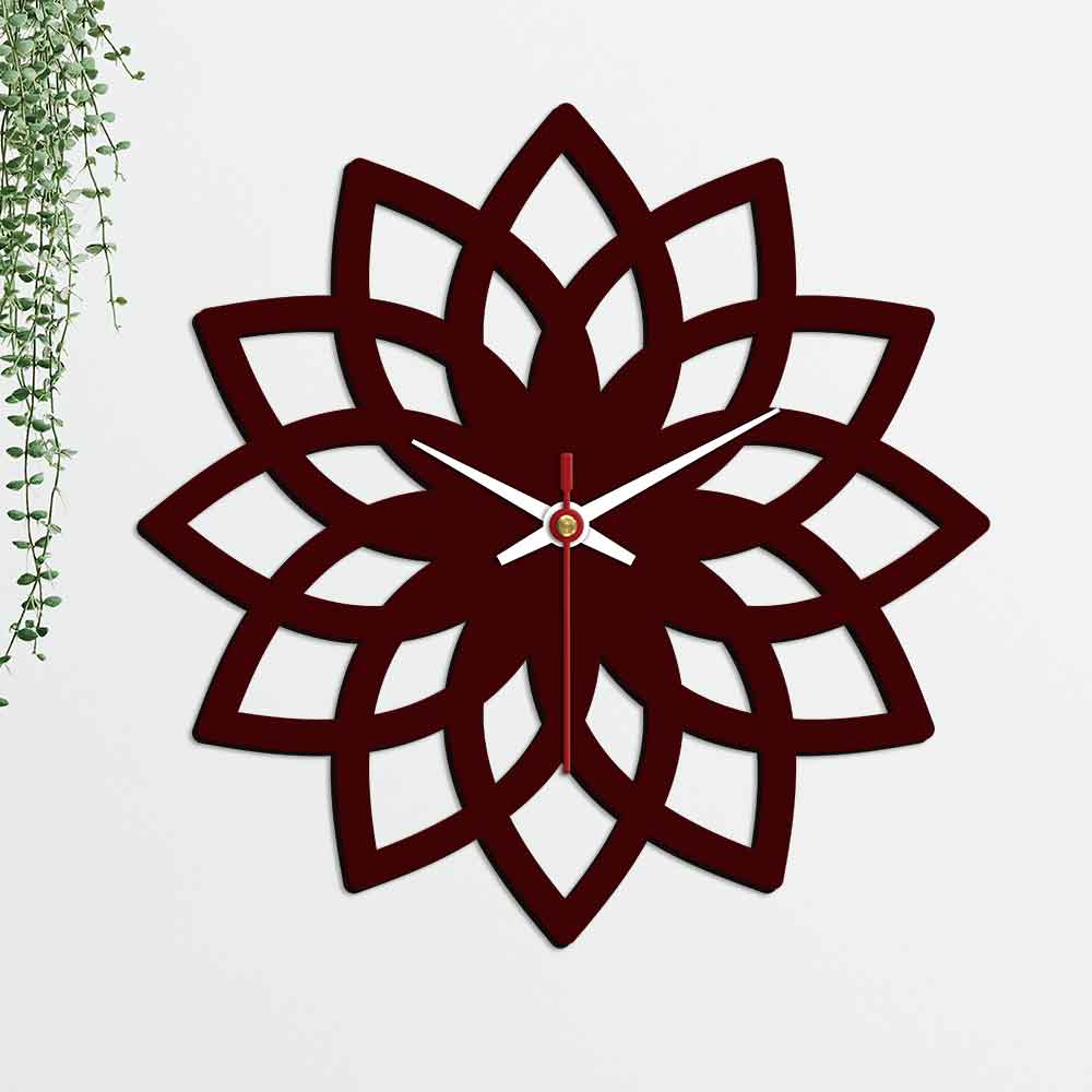Floral Shape Designer Wooden Wall Clock