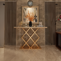 Geometric Criss Cross Pattern Contemporary Console Table