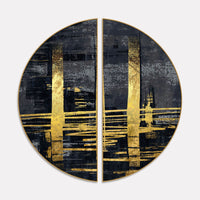 Golden Abstract Glimmer Semi Circle Frames Set Of 2
