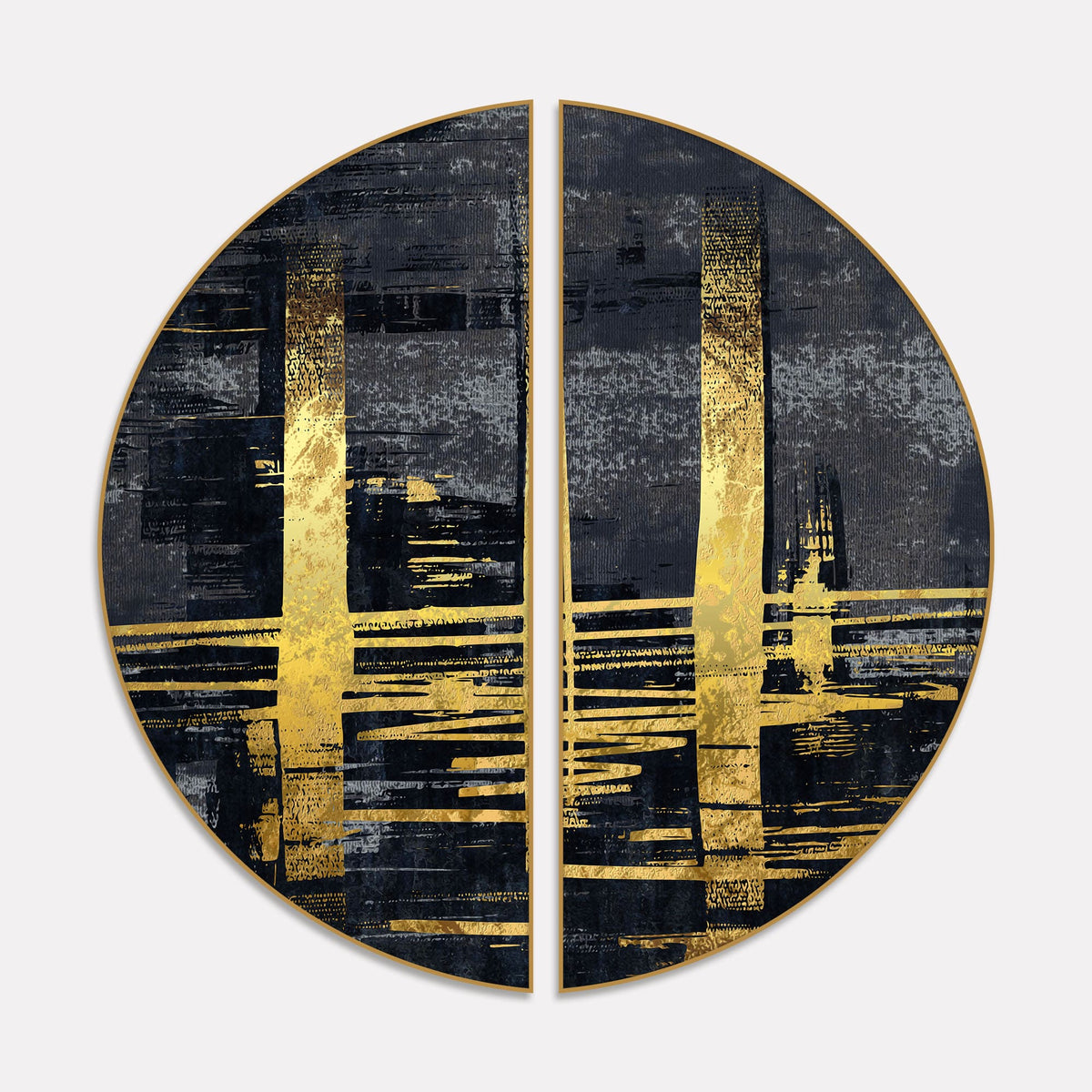 Golden Abstract Glimmer Semi Circle Frames Set Of 2