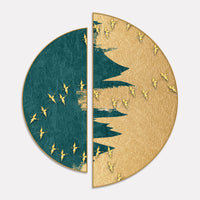 Golden Birds Flying Luxurious Art Semi Circle Frames Set Of 2