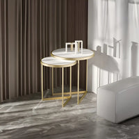 Golden Duo Metal Nesting Side Tables Set of 2