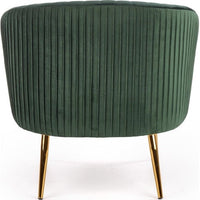 Green Cocooned Pattern Velvet Accent Chair