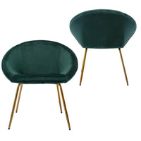 Green Color Round Shell Back Velvet Accent Chair