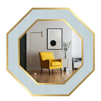 Hexagon Shape Decorative Wooden Framed Wall Mirror