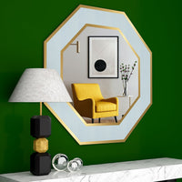 Hexagon Shape Decorative Wooden Framed Wall Mirror
